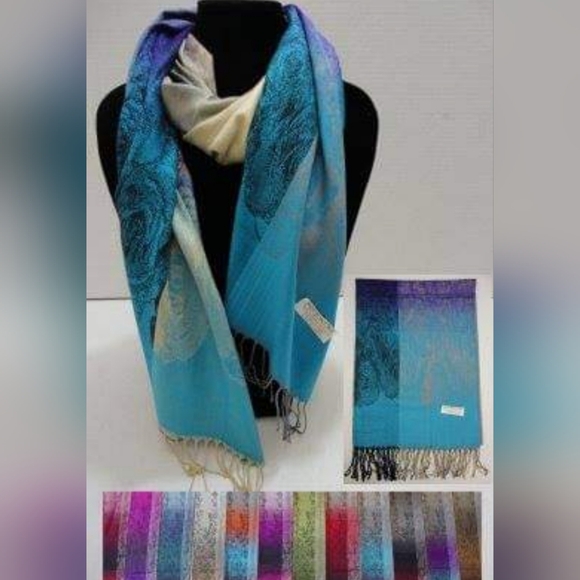 Women's new Pashmina "Orange" roses & cheetah print scarf with tassles. - Picture 12 of 12